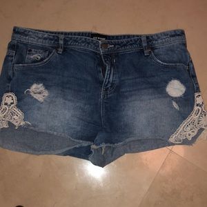 Denim lace insert Shorts